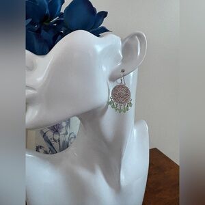 Periwinkle by Barlow Silver and Green Earrings NWT 1.4”